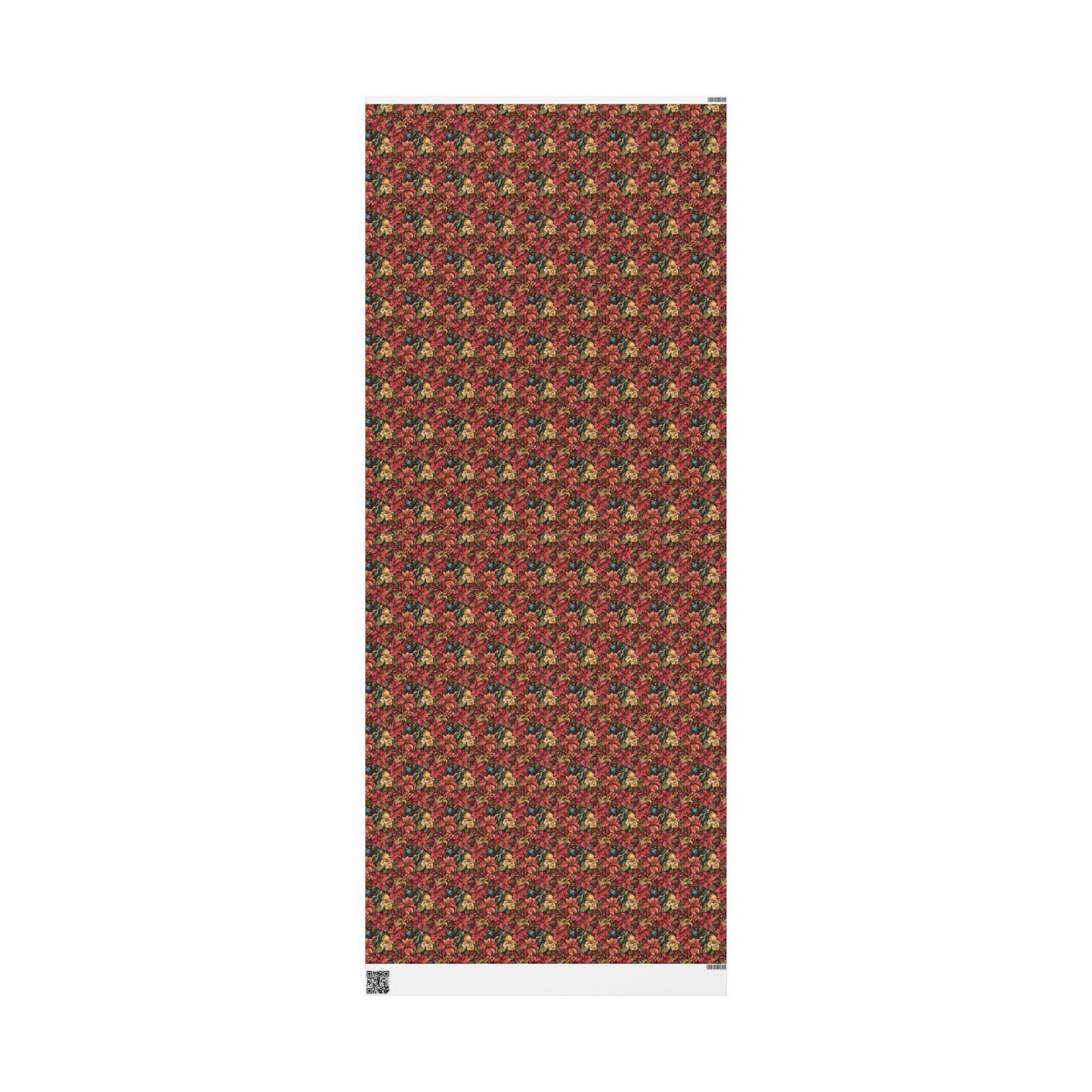 Watercolor Floral Christmas Wrapping Paper Roll, Poinsettia Gift Wrap for Winter Weddings or Holidays #11