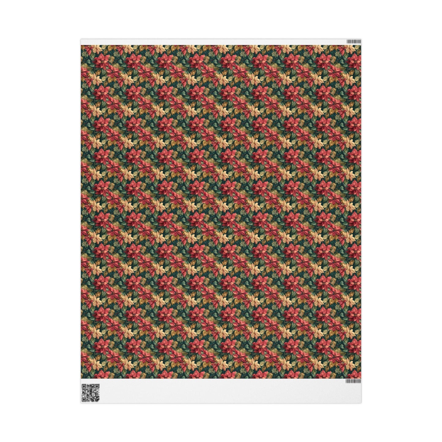 Watercolor Poinsettia Christmas Wrapping Paper Roll, Elegant Red Floral Gift Wrap for Holiday Packaging #3