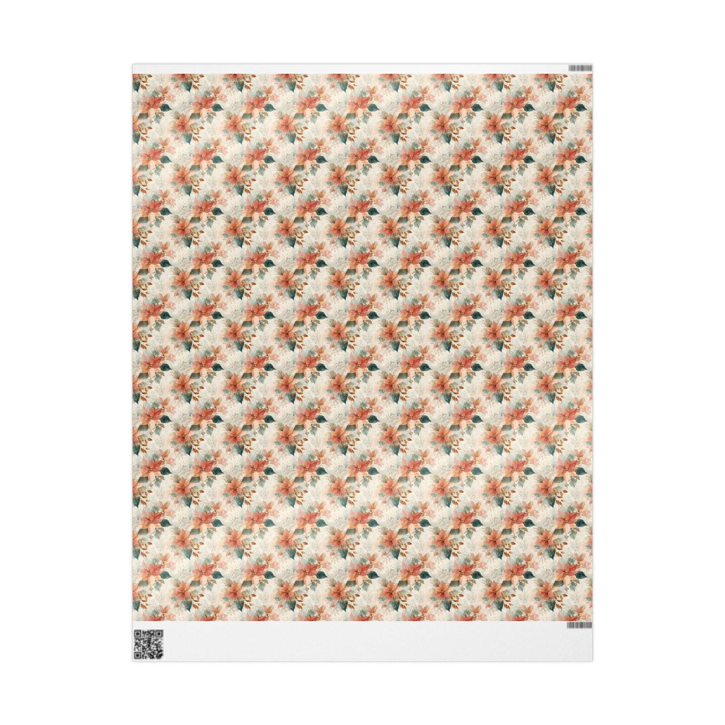 Holiday Gift Wrap Roll with Watercolor Poinsettias, Premium Floral Wrapping Paper for Christmas #17