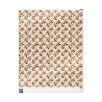 Holiday Gift Wrap Roll with Watercolor Poinsettias, Premium Floral Wrapping Paper for Christmas #17