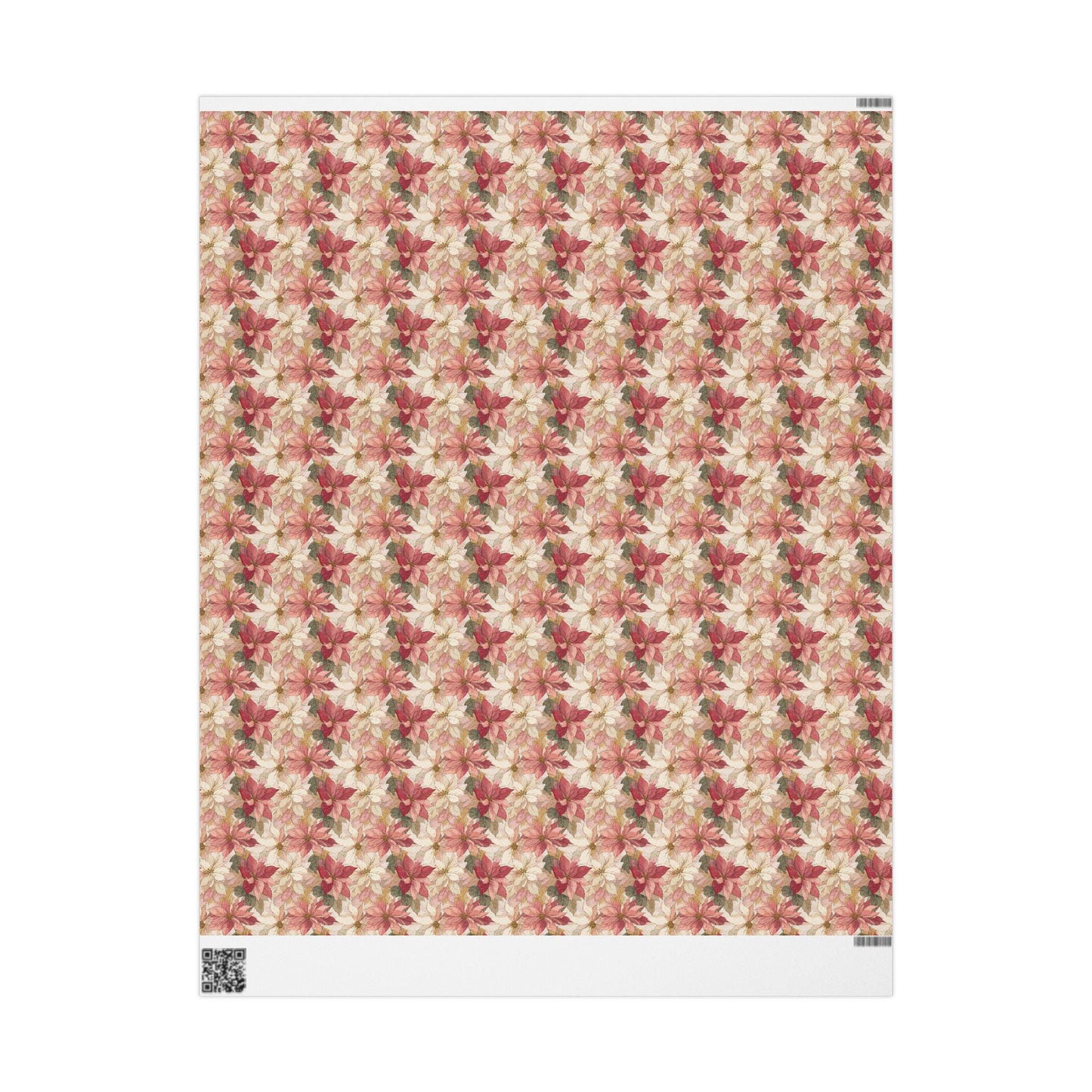 Poinsettia Floral Christmas Wrapping Paper Roll, Watercolor Winter Gift Wrap for Holiday Presents #19