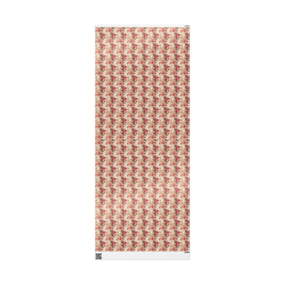 Poinsettia Floral Christmas Wrapping Paper Roll, Watercolor Winter Gift Wrap for Holiday Presents #19