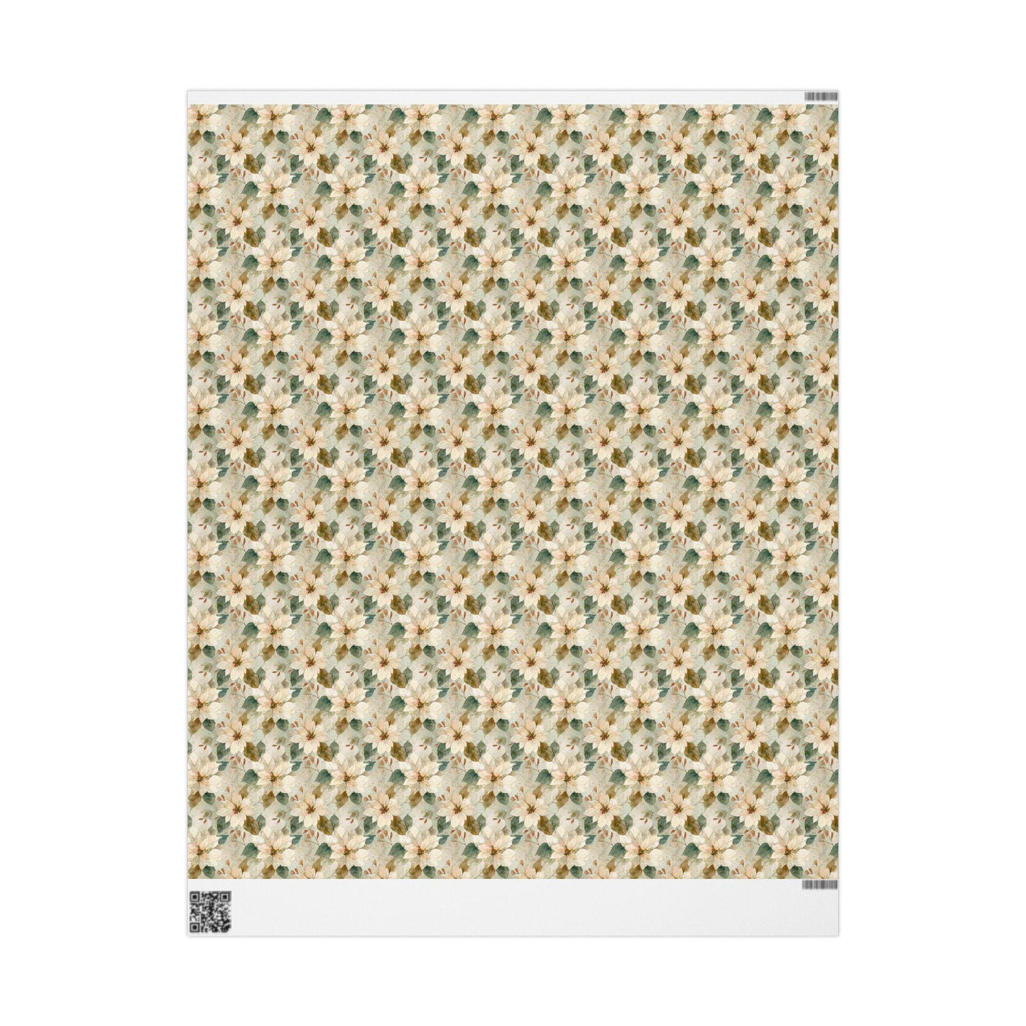 Watercolor Christmas Wrapping Paper Roll with Poinsettia Flowers, Elegant Winter Gift Wrap Idea #18