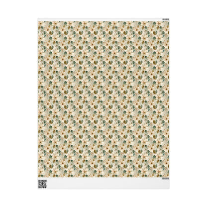 Watercolor Christmas Wrapping Paper Roll with Poinsettia Flowers, Elegant Winter Gift Wrap Idea #18