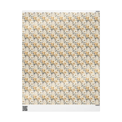 Poinsettia Watercolor Christmas Wrapping Paper Roll, Elegant Floral Gift Wrap for Holiday Season #24
