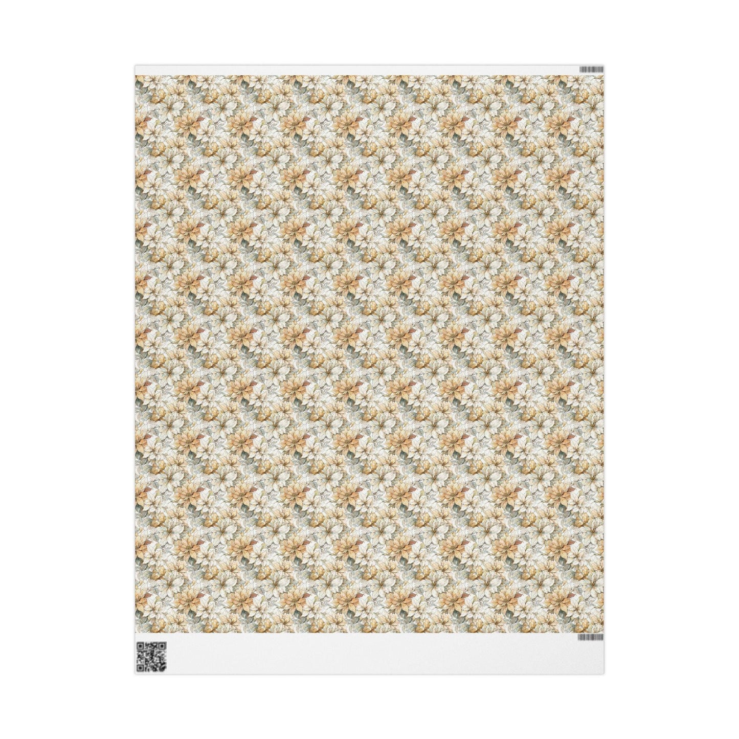 Premium Watercolor Wrapping Paper Roll with Christmas Poinsettias and Winter Floral Pattern #23