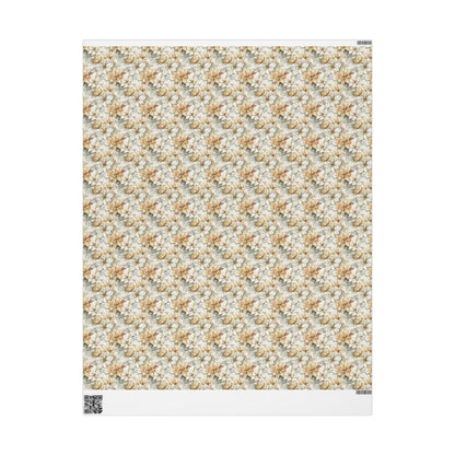 Premium Watercolor Wrapping Paper Roll with Christmas Poinsettias and Winter Floral Pattern #23