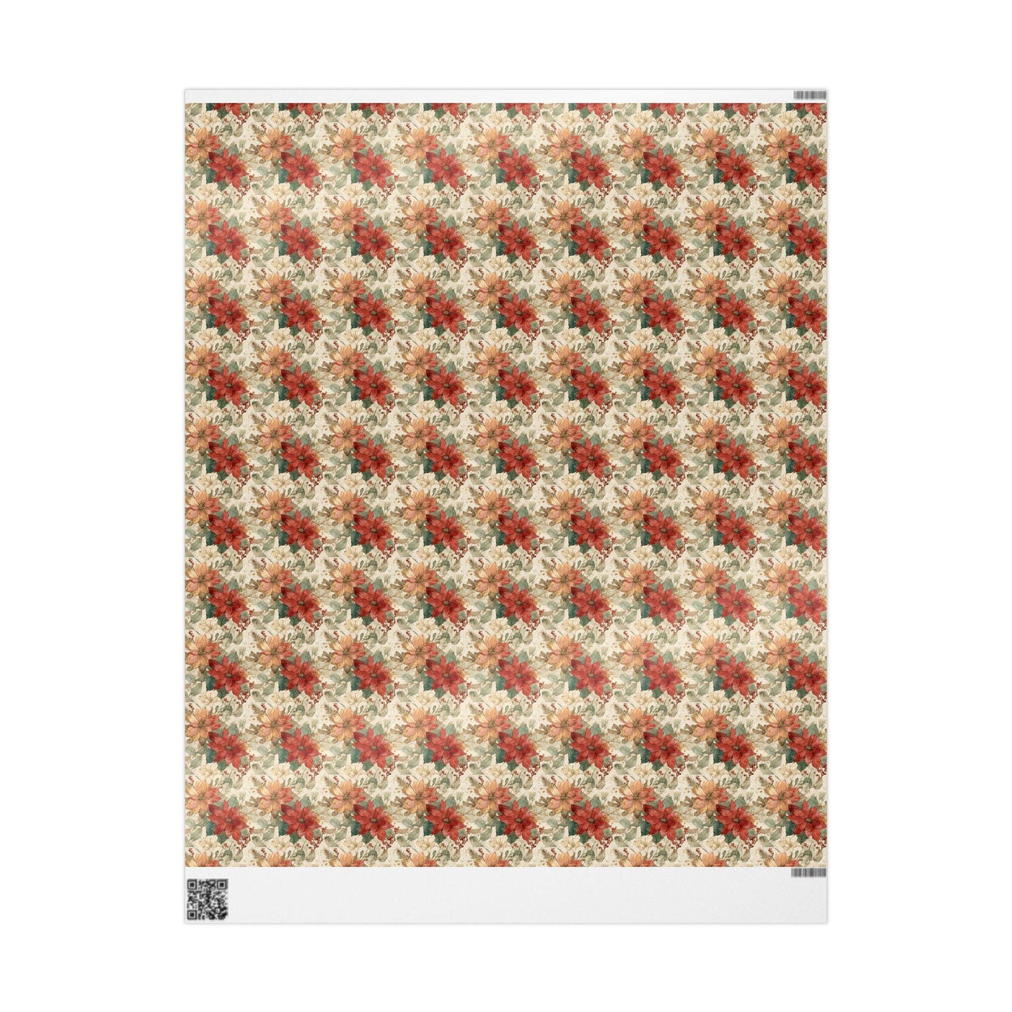 Winter Botanical Wrapping Paper Roll, Watercolor Poinsettia Christmas Design for Seasonal Gift Wrap #15