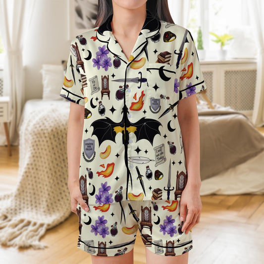 Fourth Wing Pajama Set, Fantasy Dragon Sleepwear, Bookish Book Lover Loungewear Set, Bookish Dragon Pajamas, Xaden Riorson Fans, Onyx Storm