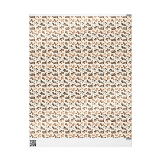 Cowgirl Horse Wrapping Paper, Christmas Equestrian Gift Wrap, Winter Riding Wrap, Holiday Present Paper, Horse Lover Festive Sheet