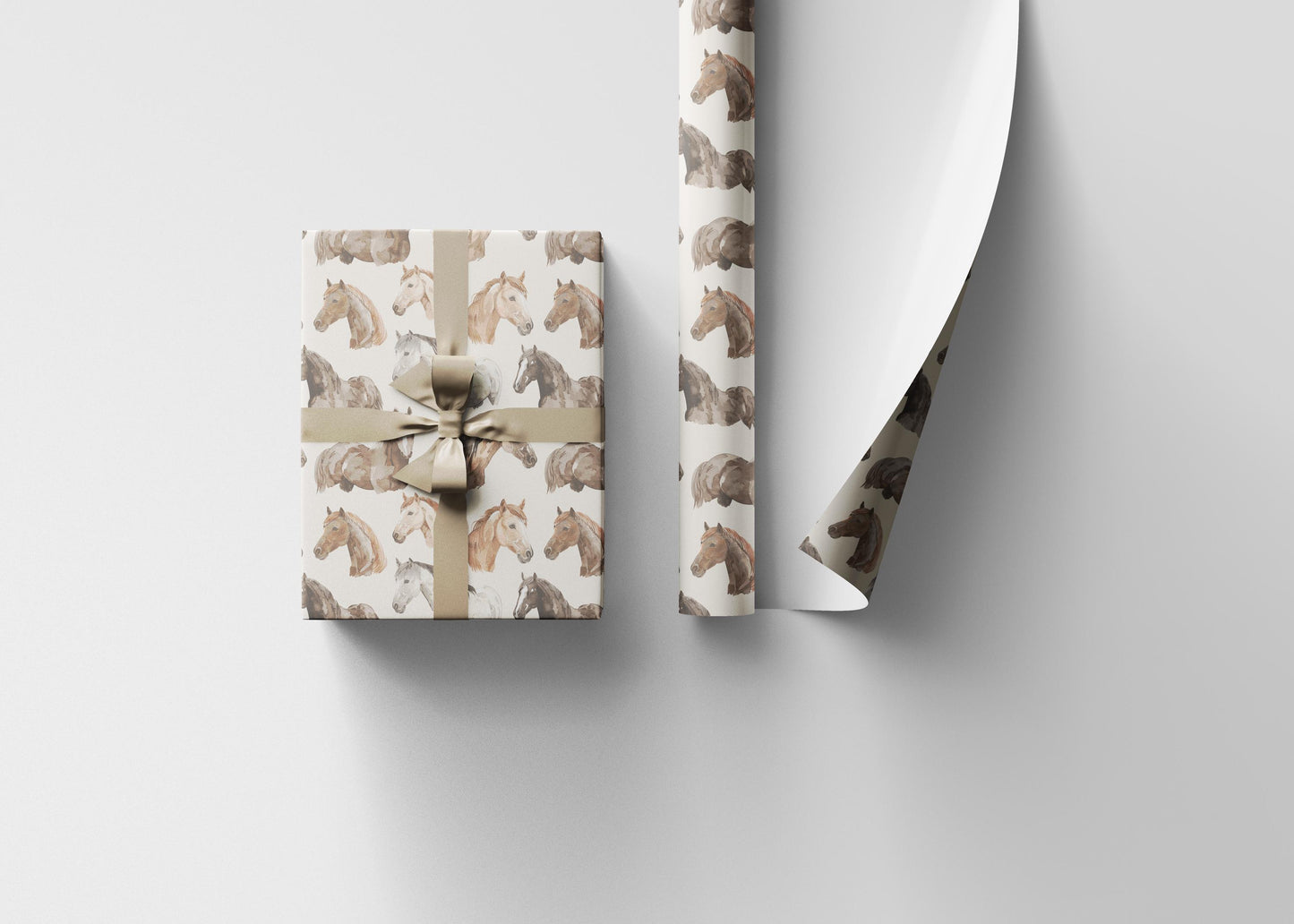 Cowgirl Horse Wrapping Paper, Christmas Equestrian Gift Wrap, Winter Riding Wrap, Holiday Present Paper, Horse Lover Festive Sheet