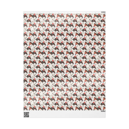 Holiday Horse Wrapping Paper, Cowgirl Christmas Gift Wrap, Winter Equestrian Paper, Riding Present Wrap, Horse Lover Festive Sheet