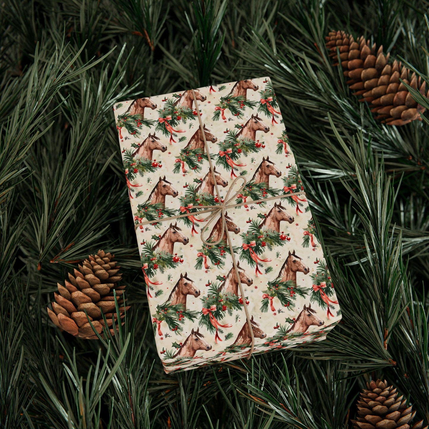 Equestrian Xmas Wrapping Paper, Horse Holiday Gift Wrap, Festive Riding Paper, Cowgirl Present Wrap, Winter Horse Lover Wrap