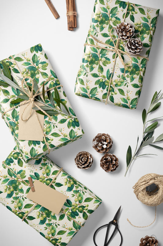 Elegant Christmas Wrapping Paper Roll with Mistletoe, Premium Holiday Gift Wrap for Winter Occasions #12