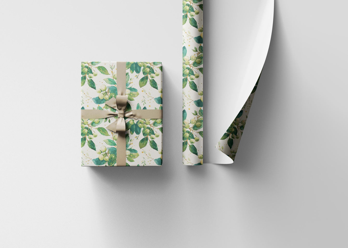 Elegant Christmas Wrapping Paper Roll with Mistletoe, Premium Holiday Gift Wrap for Winter Occasions #12