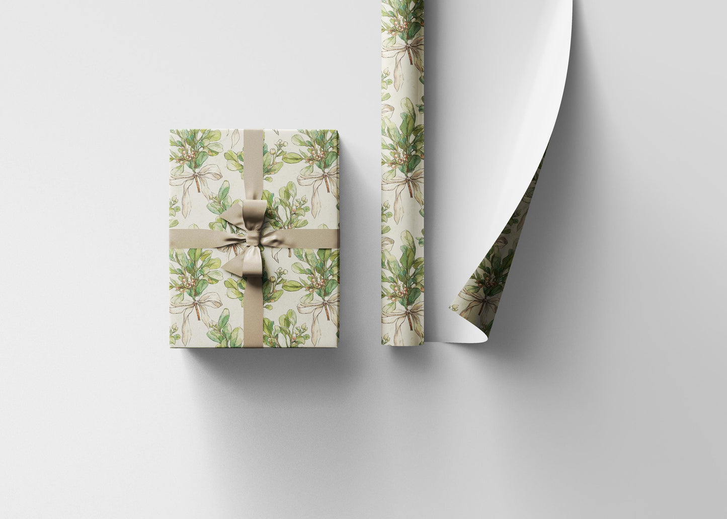 Christmas Gift Wrap Roll with Mistletoe Design, Elegant Holiday Wrapping Paper for Winter Decor and Gifting #5
