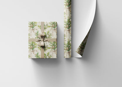 Christmas Gift Wrap Roll with Mistletoe Design, Elegant Holiday Wrapping Paper for Winter Decor and Gifting #5