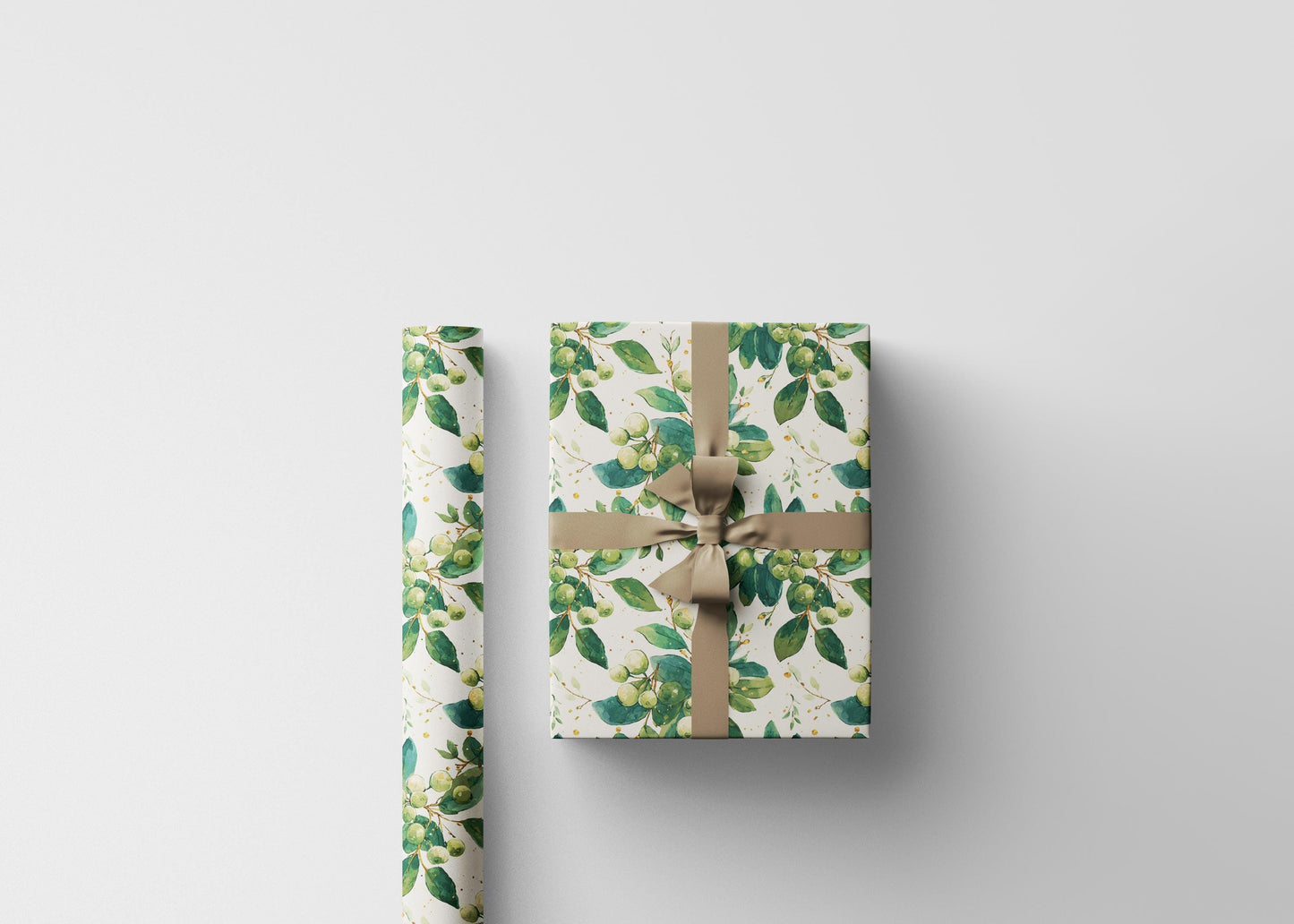 Elegant Christmas Wrapping Paper Roll with Mistletoe, Premium Holiday Gift Wrap for Winter Occasions #12