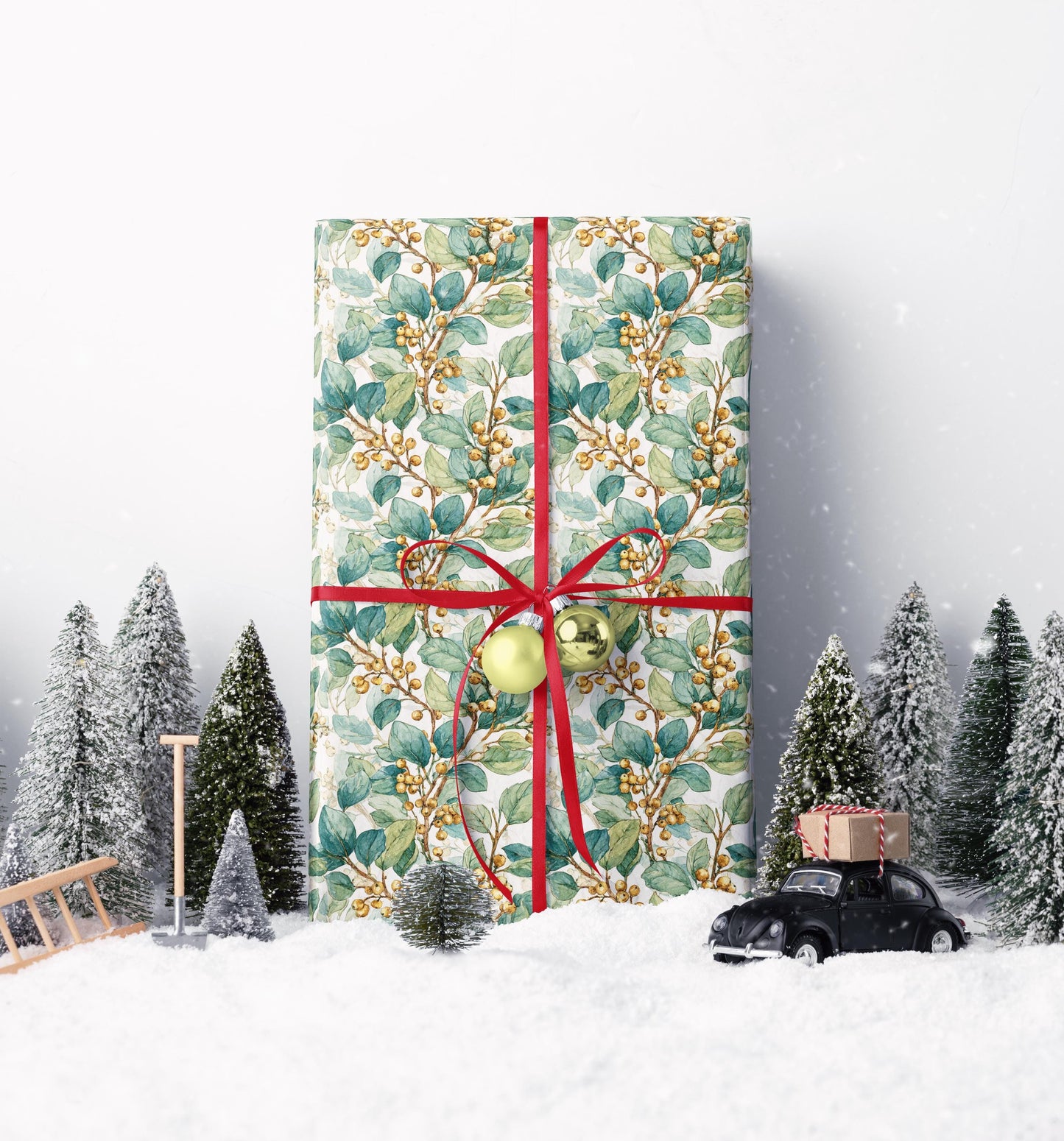 Christmas Wrapping Paper Roll with Mistletoe Print, Premium Holiday Gift Wrap for Winter Gift Giving #10