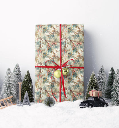 Premium Mistletoe Wrapping Paper Roll, Elegant Christmas Gift Wrap for Holiday Packaging and Winter Decor #1