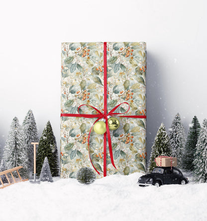 Watercolor Mistletoe Wrapping Paper Roll, Premium Gift Wrap for Christmas Holiday and Winter Parties #4