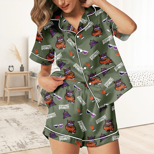 Dungeon Crawler Carl Short Satin Pajamas, Sci Fi Book Pajamas, Dungeon Crawler Carl Pajamas For Fan, Cozy Reading Matching Pajamas Set