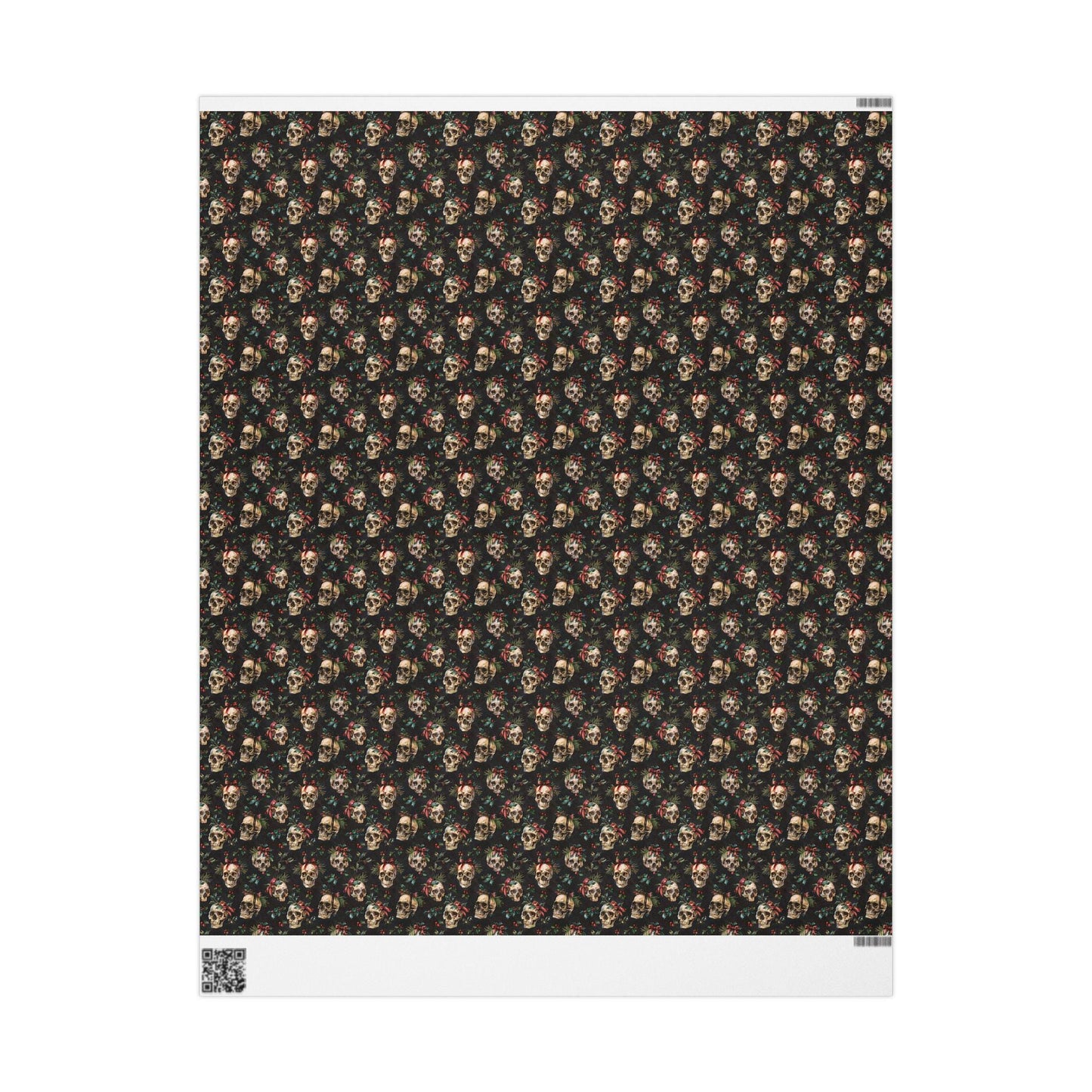 Gothic Christmas Wrapping Paper Roll, Dark Skull Gift Wrap for Spooky Winter Holiday Vibes #24