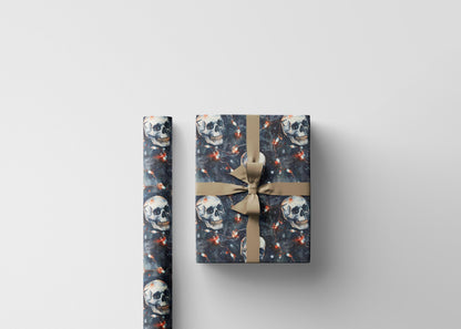 Alternative Gothic Christmas Wrapping Paper Roll, Skulls and Snow Design for Gothmas Packaging #17