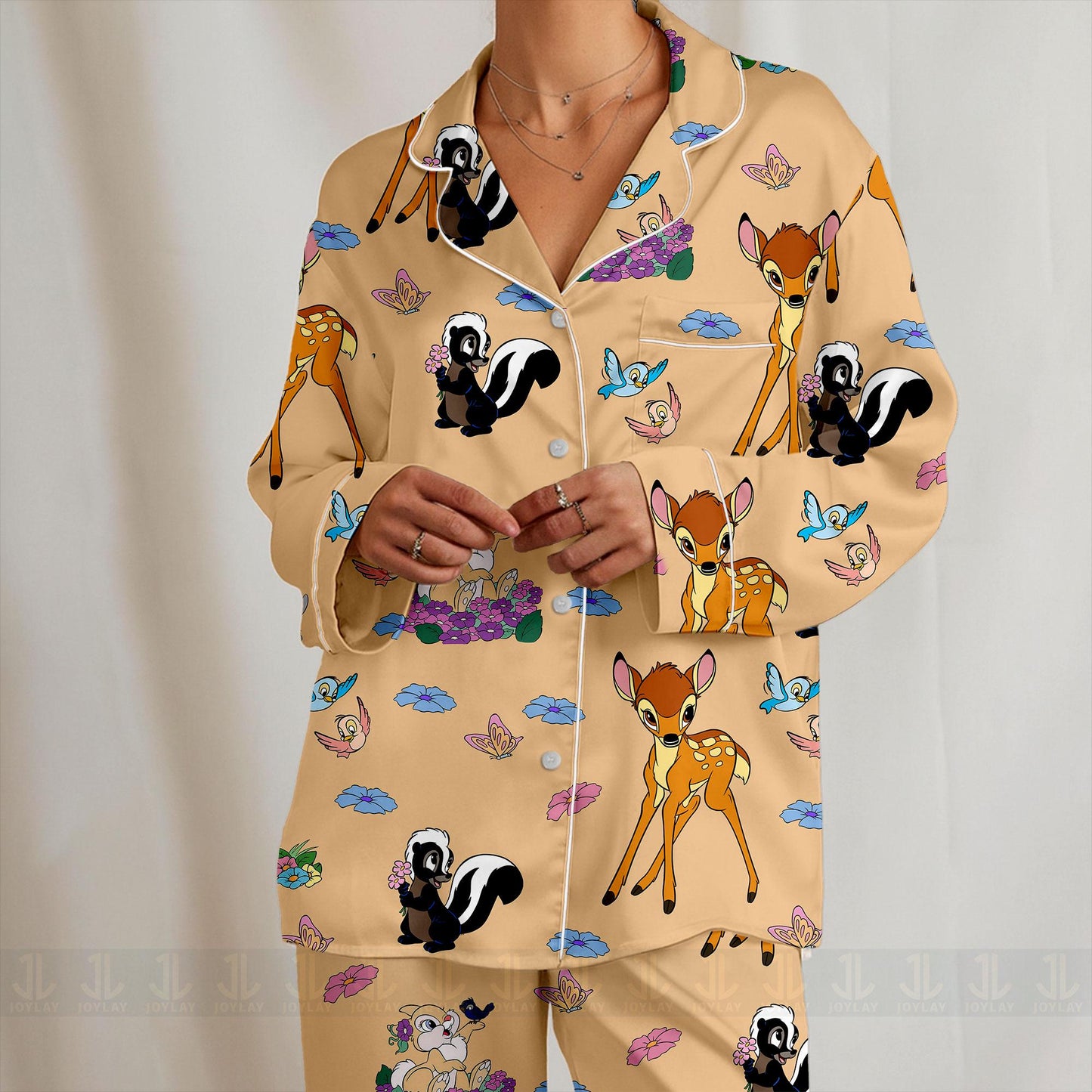 Thumper Bambi Unisex Satin Pajamas Set, Spooky Season Pajamas , Long Sleeve And Short Styles