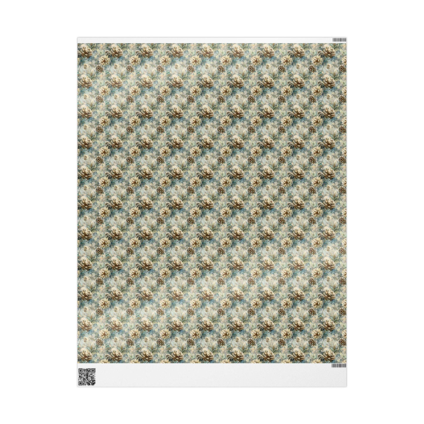 Woodland Pinecone Wrapping Paper Roll, Winter Christmas Gift Wrap with Evergreen Tree Illustrations #11