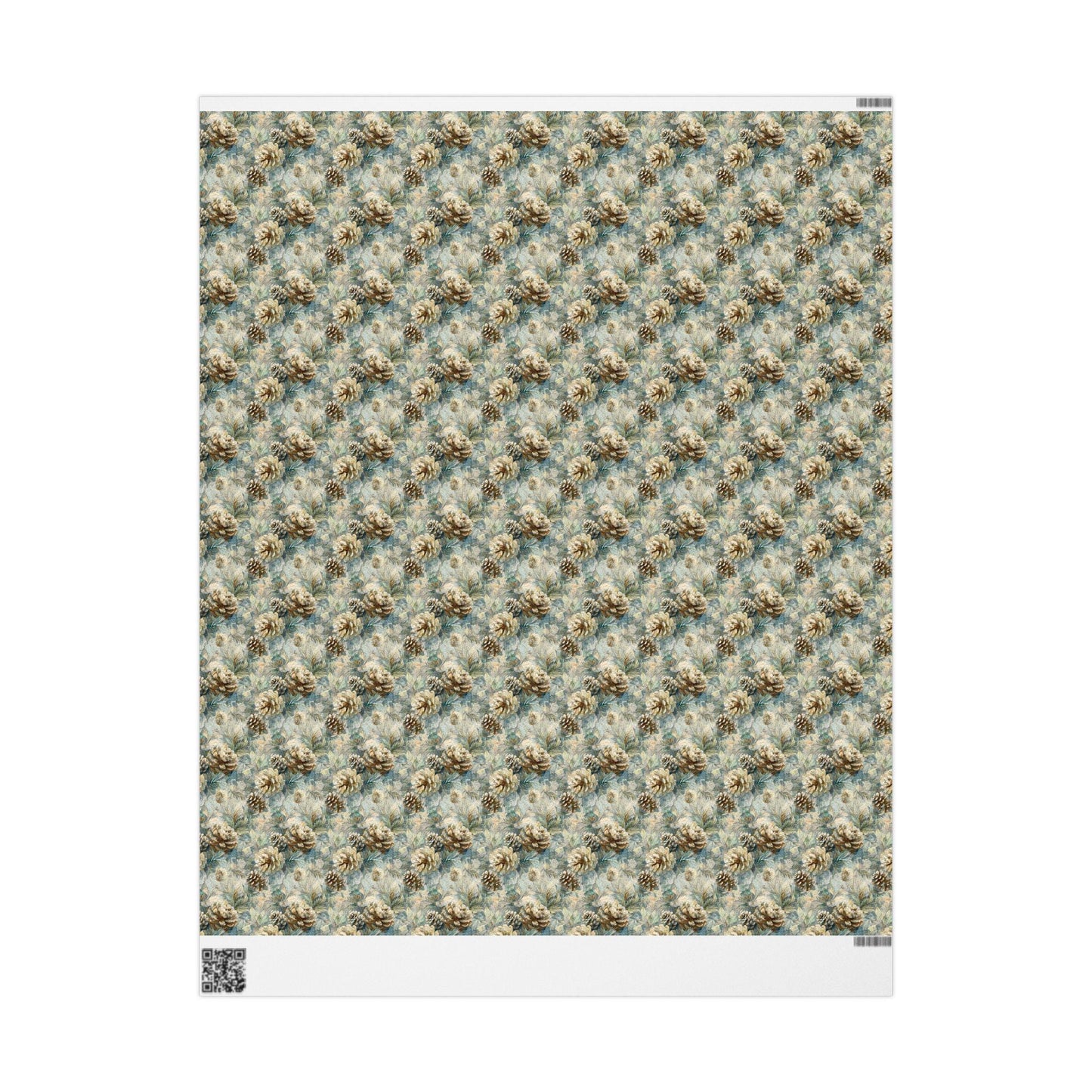 Woodland Pinecone Wrapping Paper Roll, Winter Christmas Gift Wrap with Evergreen Tree Illustrations #11