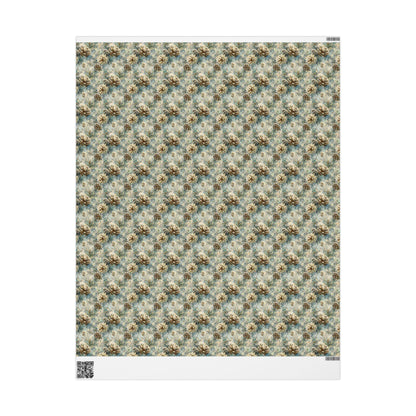 Woodland Pinecone Wrapping Paper Roll, Winter Christmas Gift Wrap with Evergreen Tree Illustrations #11