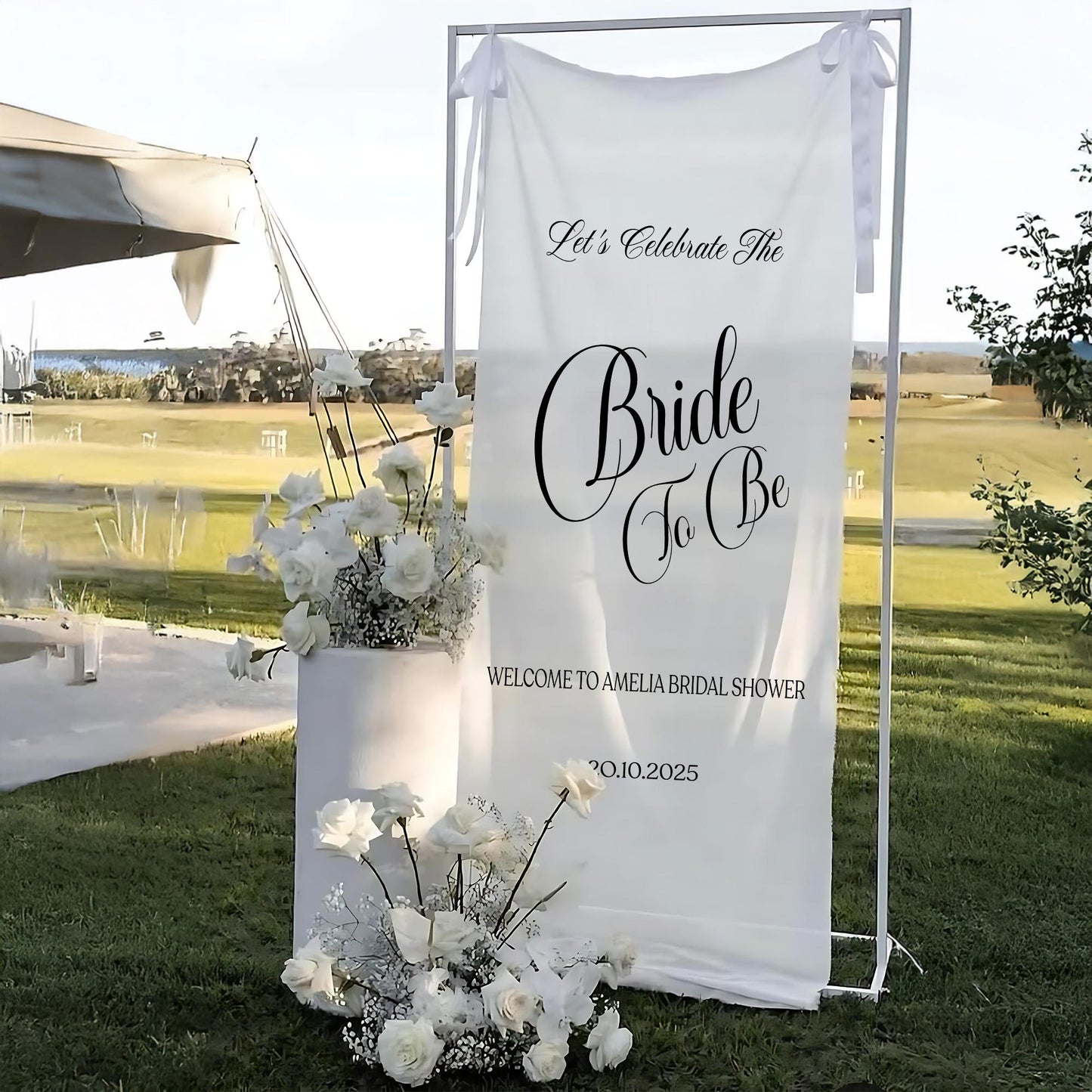 Bride To Be Sign, Custom Bridal Shower Banner, Elegant Fabric Welcome Sign, Personalized Bride Shower Decor,Minimalist Bridal Party Backdrop