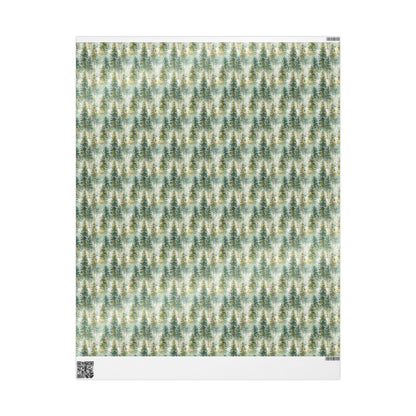 Woodland Christmas Wrapping Paper Roll, Pine Tree and Pinecone Gift Wrap for Winter Holidays #28