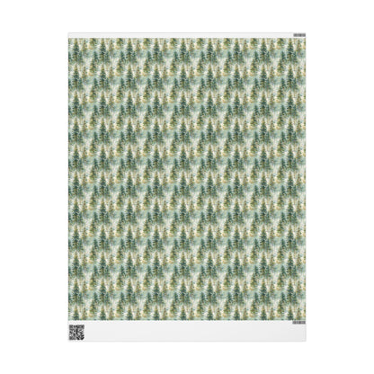 Woodland Christmas Wrapping Paper Roll, Pine Tree and Pinecone Gift Wrap for Winter Holidays #28