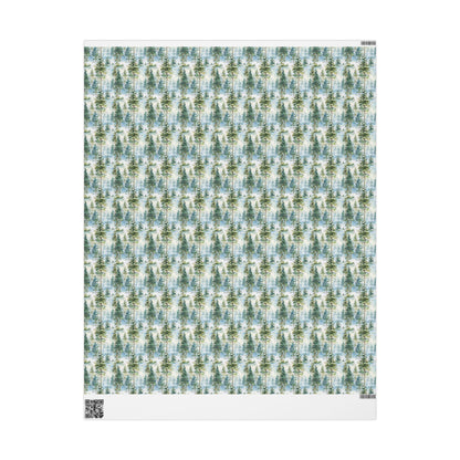 Winter Pine Tree Wrapping Paper Roll, Holiday Gift Wrap with Forest and Pinecone Design #29