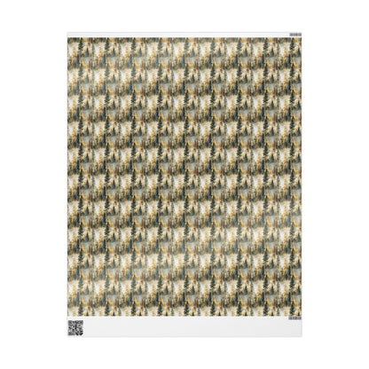 Winter Wrapping Paper Roll with Forest Pines and Pinecones for Christmas Gift Wrapping #33