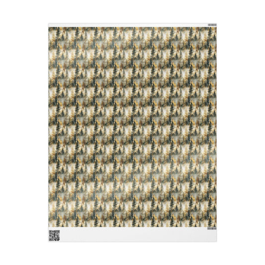 Winter Wrapping Paper Roll with Forest Pines and Pinecones for Christmas Gift Wrapping #33