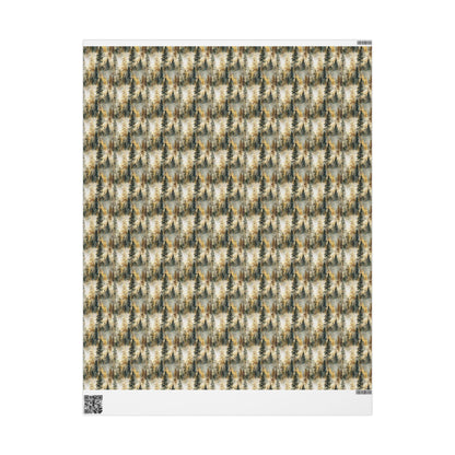Winter Wrapping Paper Roll with Forest Pines and Pinecones for Christmas Gift Wrapping #33