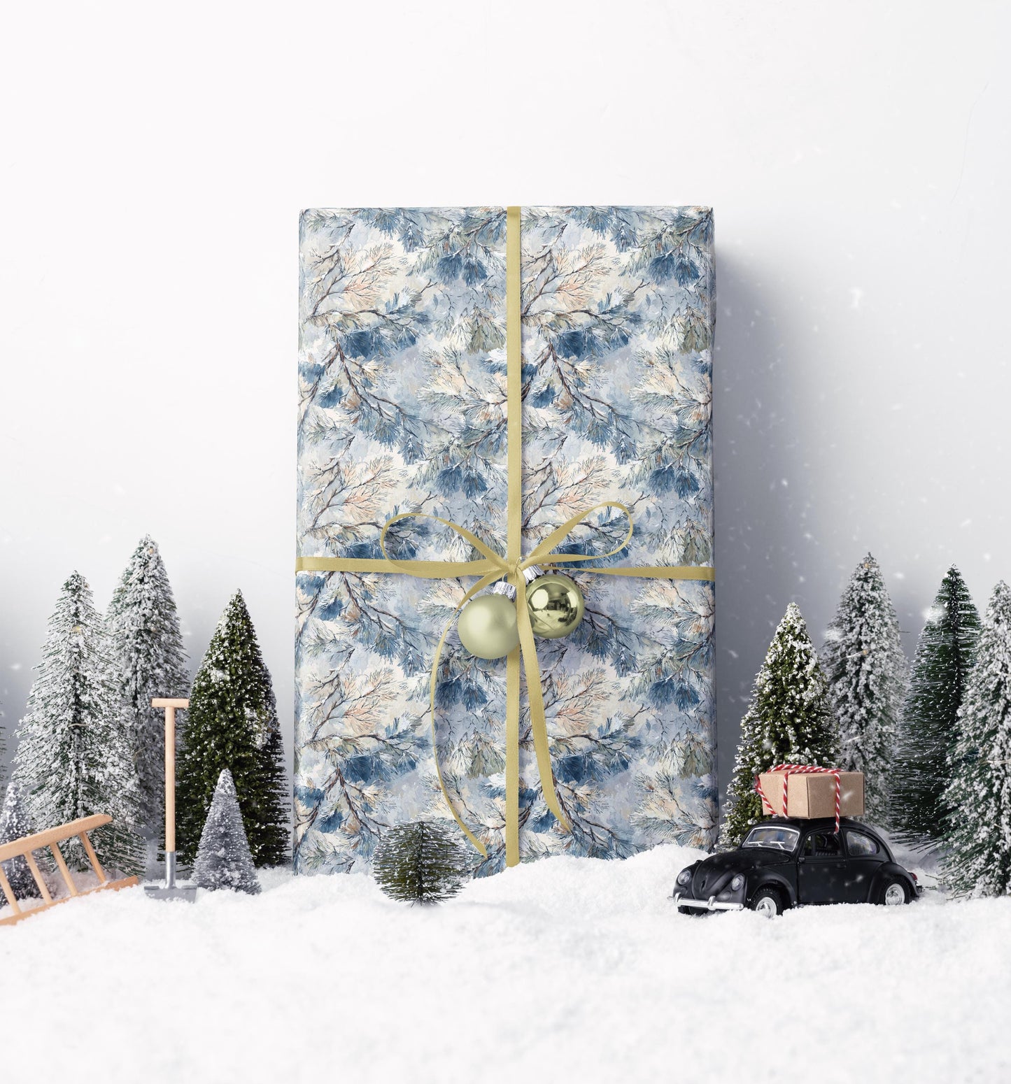 Forest-Inspired Christmas Wrapping Paper Roll, Pine Tree Gift Wrap with Pinecones for Winter #30