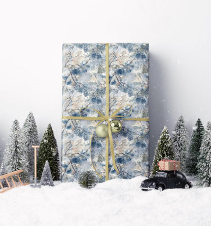 Forest-Inspired Christmas Wrapping Paper Roll, Pine Tree Gift Wrap with Pinecones for Winter #30