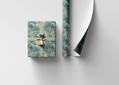 Winter Forest Holiday Wrapping Paper Roll, Pine Tree and Cone Gift Wrap for Christmas Gifts #17