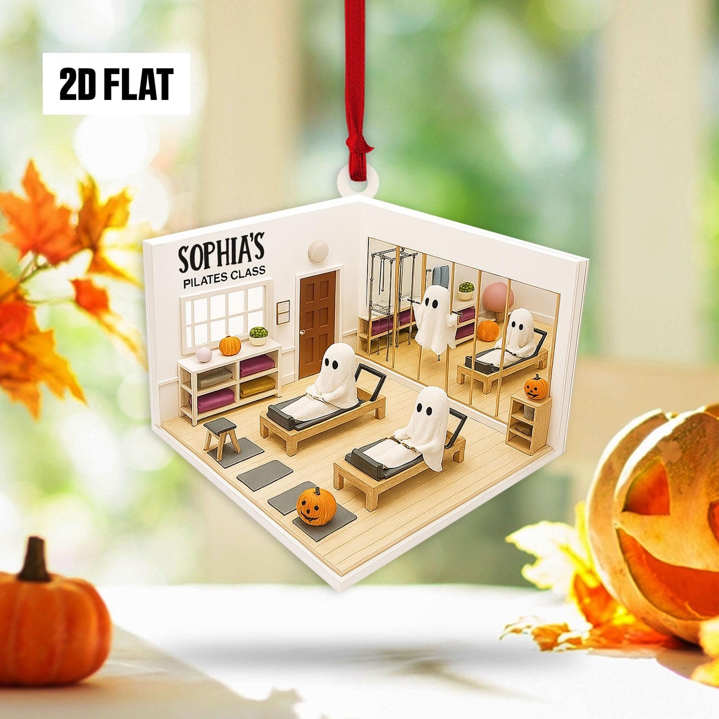 Personalized Pilates Classroom 2D Flat Ornament, Custom Name Ornament, Pilates Teacher Ornament, Halloween Window Hangings, Pilates Lover