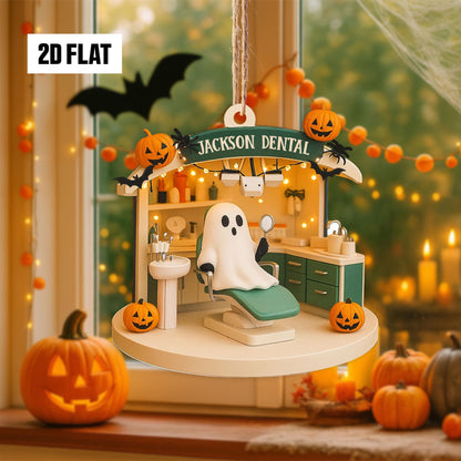 Personalized Dental 2D Flat Ornament, Custom Name Ornament, Dental Office Ornament, Halloween Window Hangings, Dentist Ornament Gift