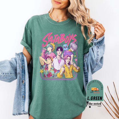 Saja Boys Boy Band Shirt, Comfort Colors® Kpop Demon Hunters Movie Shirt, Bootleg Retro Movie Shirt, Demon Hunters Merch Shirt