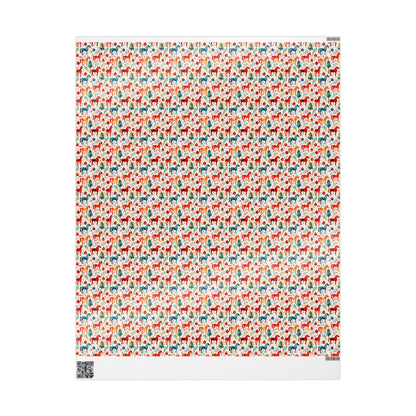 Winter Horse Print Wrap, Equestrian Xmas Wrapping Paper, Holiday Cowgirl Gift Paper, Festive Horse Lover Wrap, Riding Present Sheet
