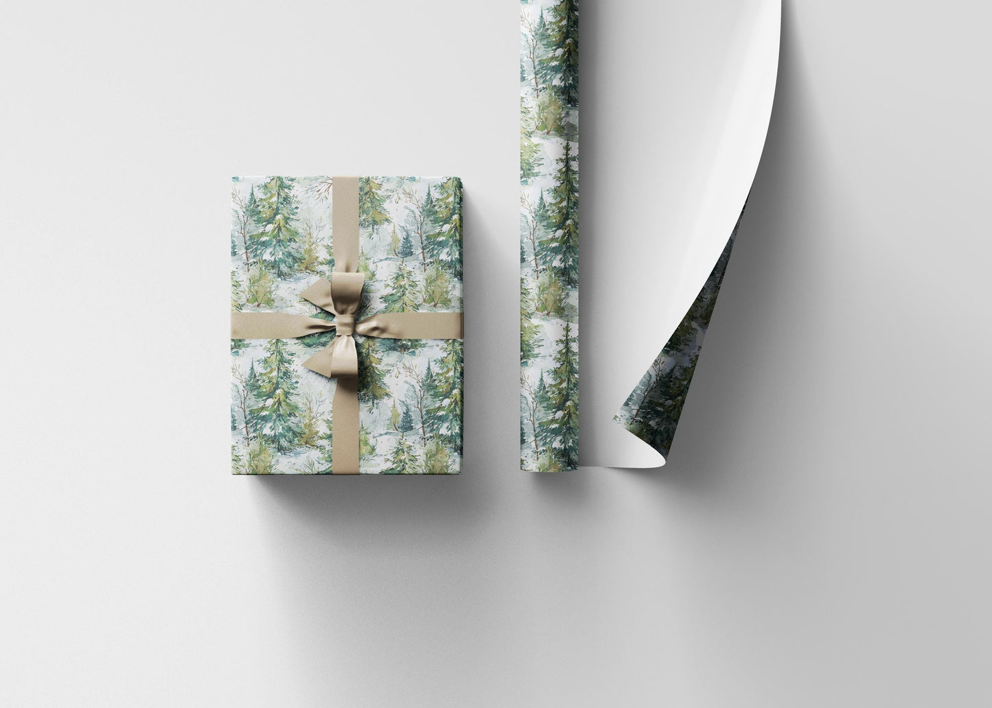 Winter Forest Gift Wrap Roll, Pinecones and Evergreen Design for Christmas and Rustic Holiday Gifts #9