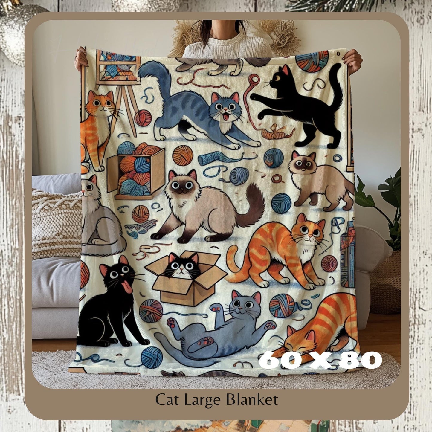 Cat Blanket for Cat Lovers, Sherpa Throw Blanket, Cat Themed Gift, Gift for Reader, Cat Mom or Dad, Pet Owner Gift by Harbor Island Decor
