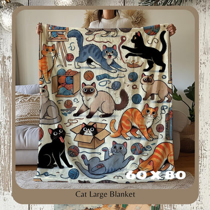 Cat Blanket for Cat Lovers, Sherpa Throw Blanket, Cat Themed Gift, Gift for Reader, Cat Mom or Dad, Pet Owner Gift by Harbor Island Decor