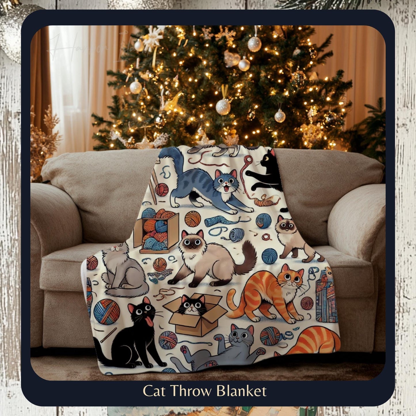 Cat Blanket for Cat Lovers, Sherpa Throw Blanket, Cat Themed Gift, Gift for Reader, Cat Mom or Dad, Pet Owner Gift by Harbor Island Decor